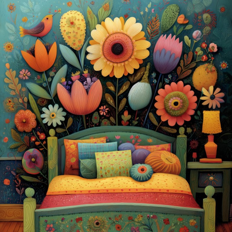 Colorful Floral Bedroom Art