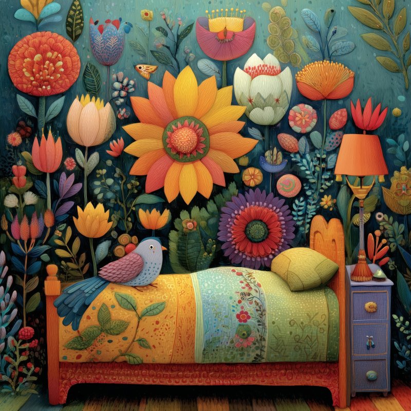 Colorful Floral Bedroom Art 3