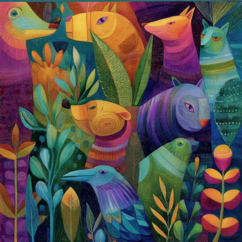 Vibrant Animal Composition