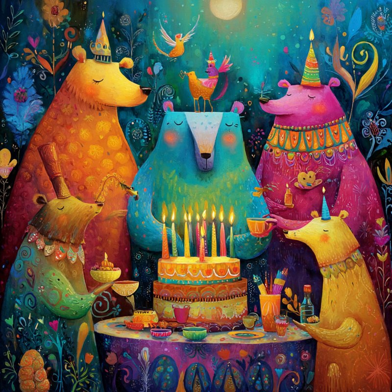 Colorful Bear Celebration