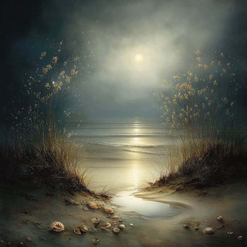 Moonlit Seaside Scene