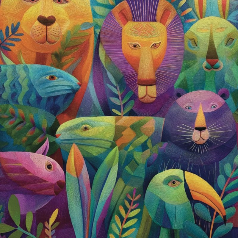 Vibrant Animal Collage